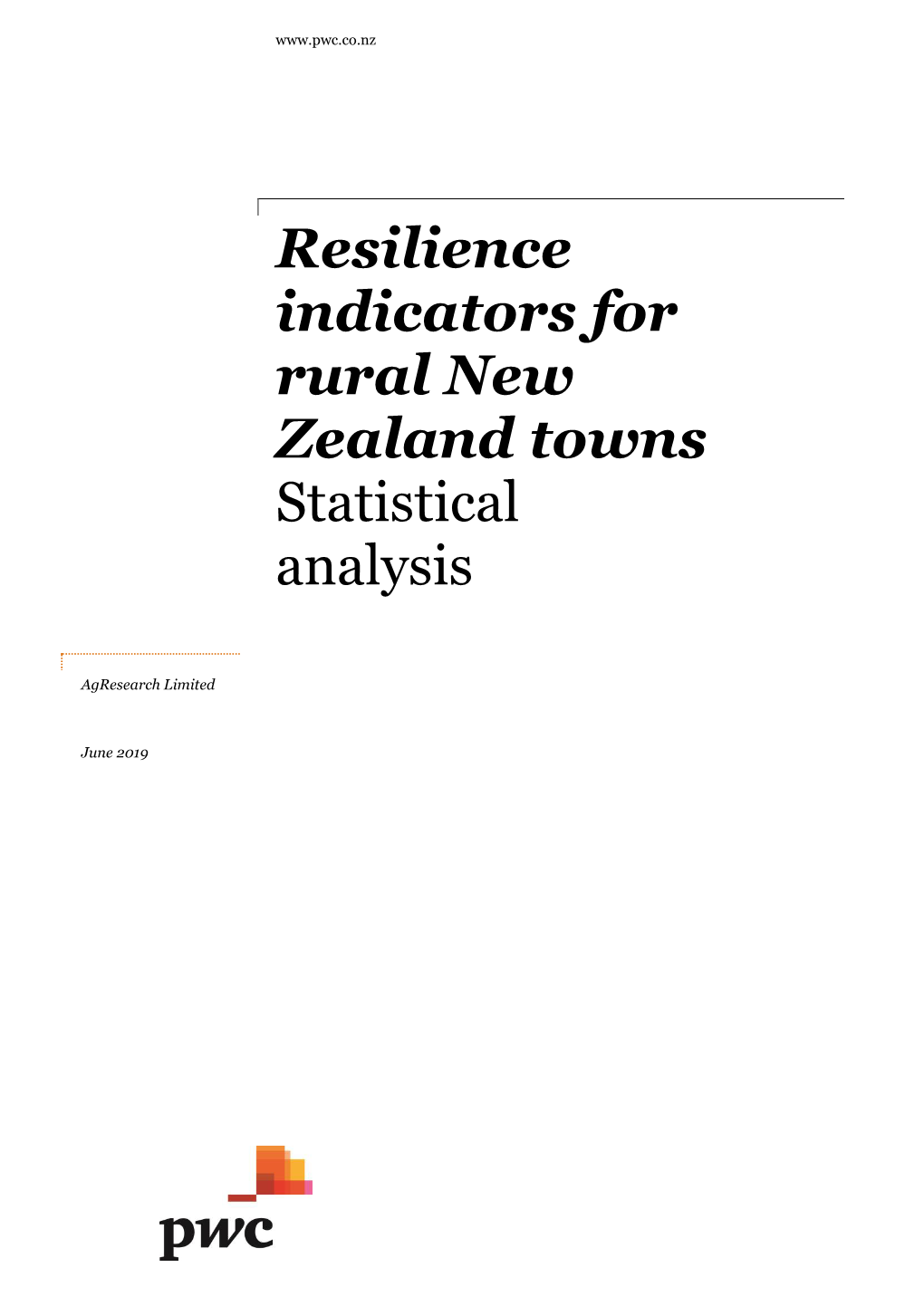 Resilience Indicators for Rural New Zealand Towns Statistical Analysis