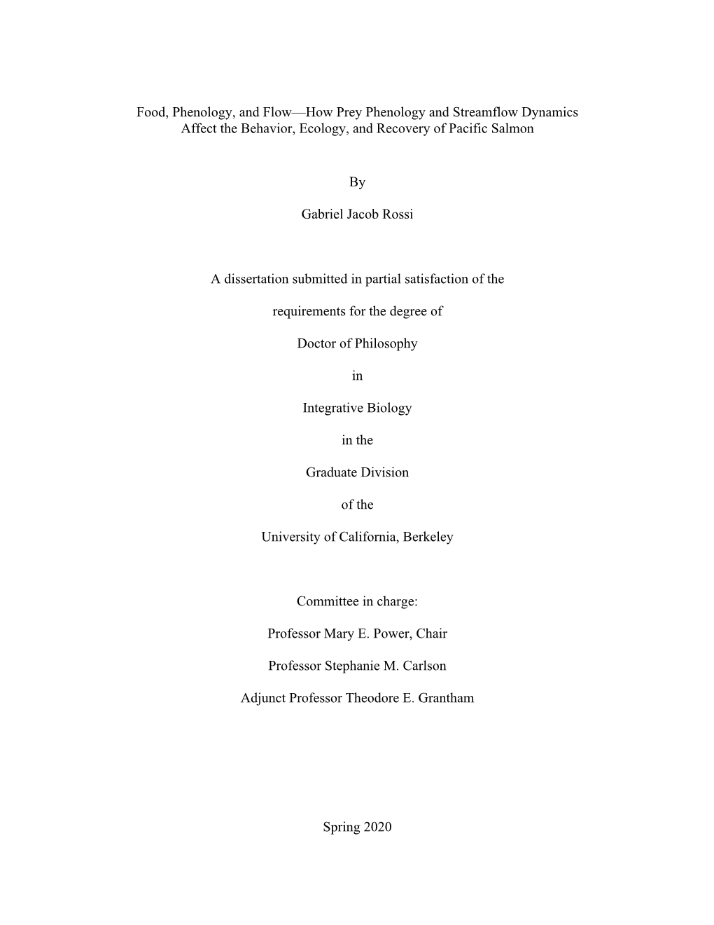 Food, Phenology, and Flow—How Prey Phenology and Streamflow Dynamics Affect the Behavior, Ecology, and Recovery of Pacific Salmon