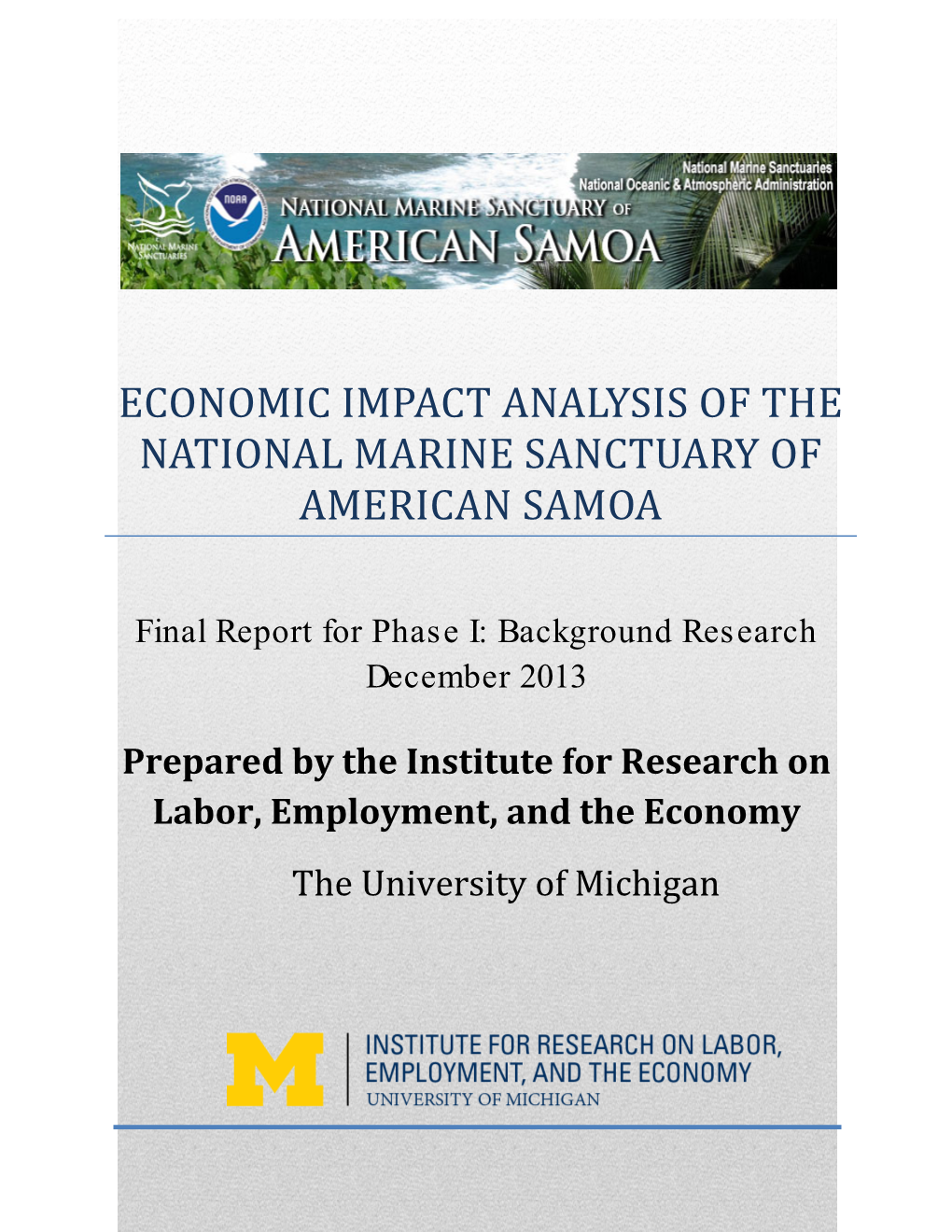 Economic Impact Analysis of the National Marine Sanctuary of American Samoa