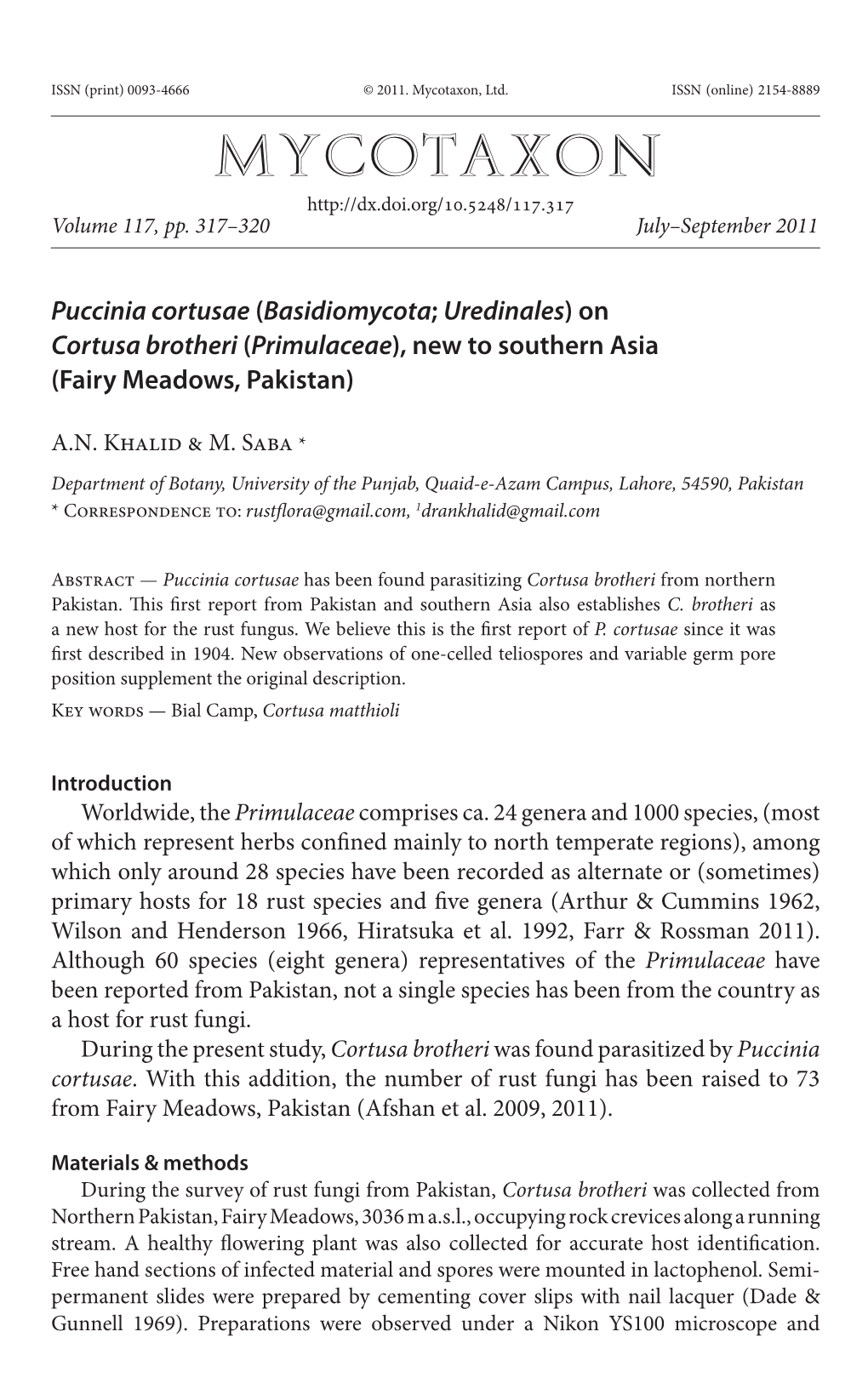 <I>Puccinia Cortusae</I>