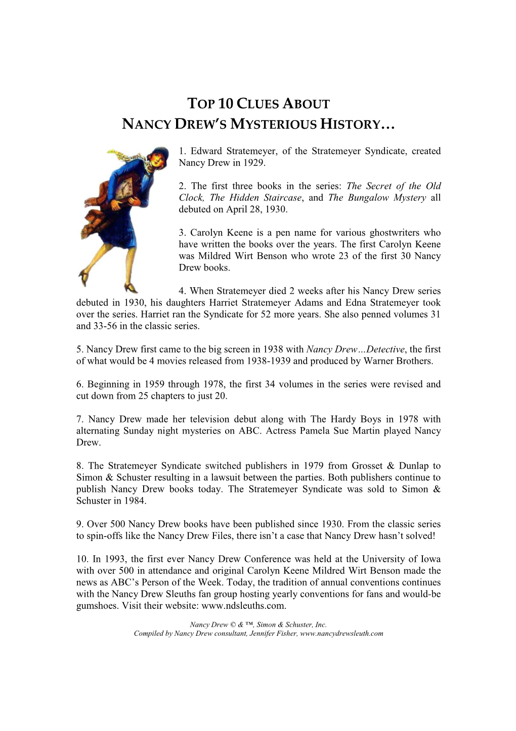 Nancy Drew's Mysterious History