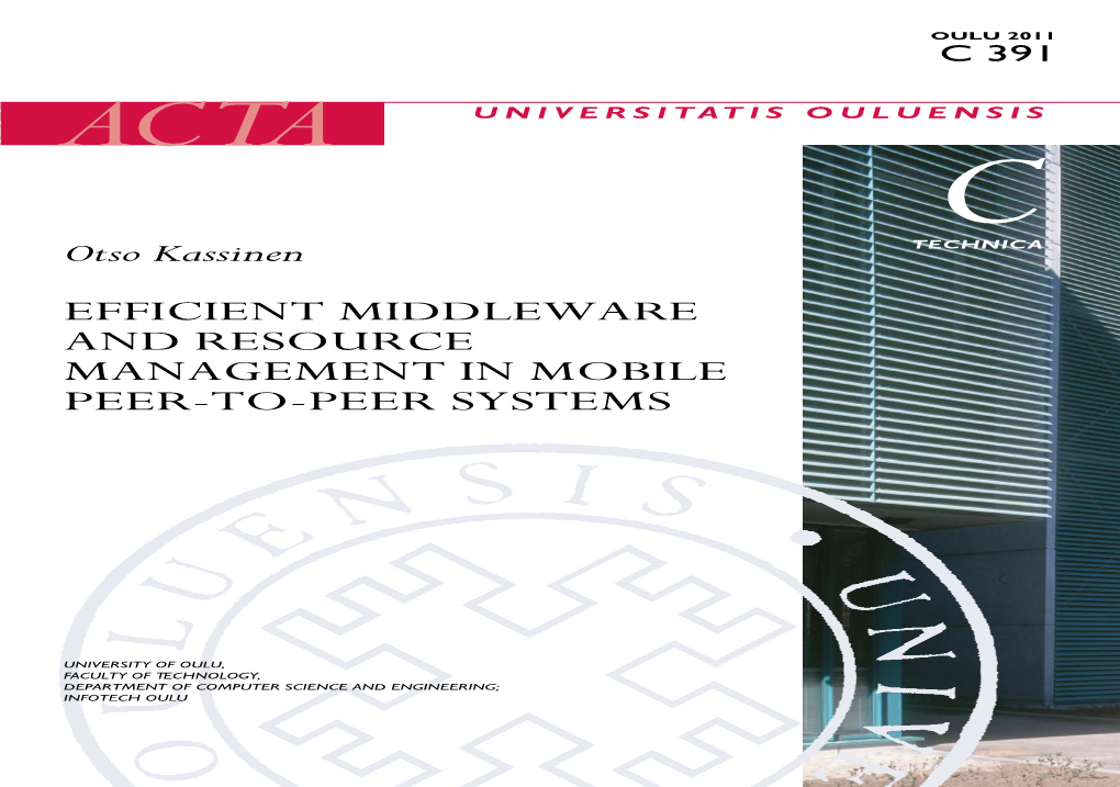 Efficient Middleware and Resource Management in Mobile Peer-To-Peer Systems
