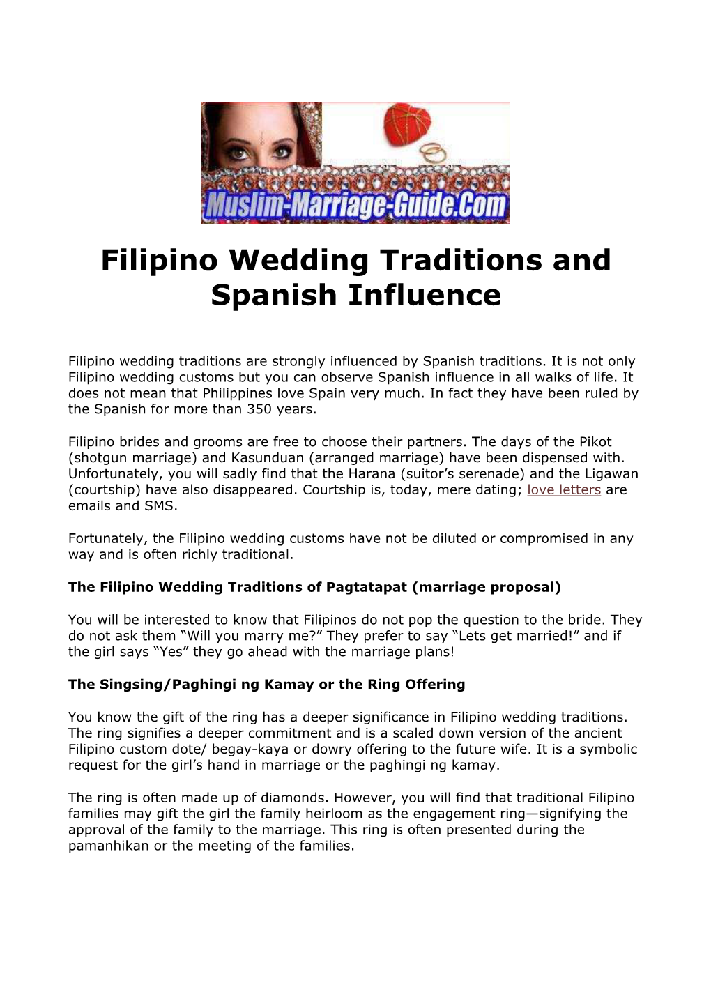 Filipino Wedding Traditions and Spanish Influence