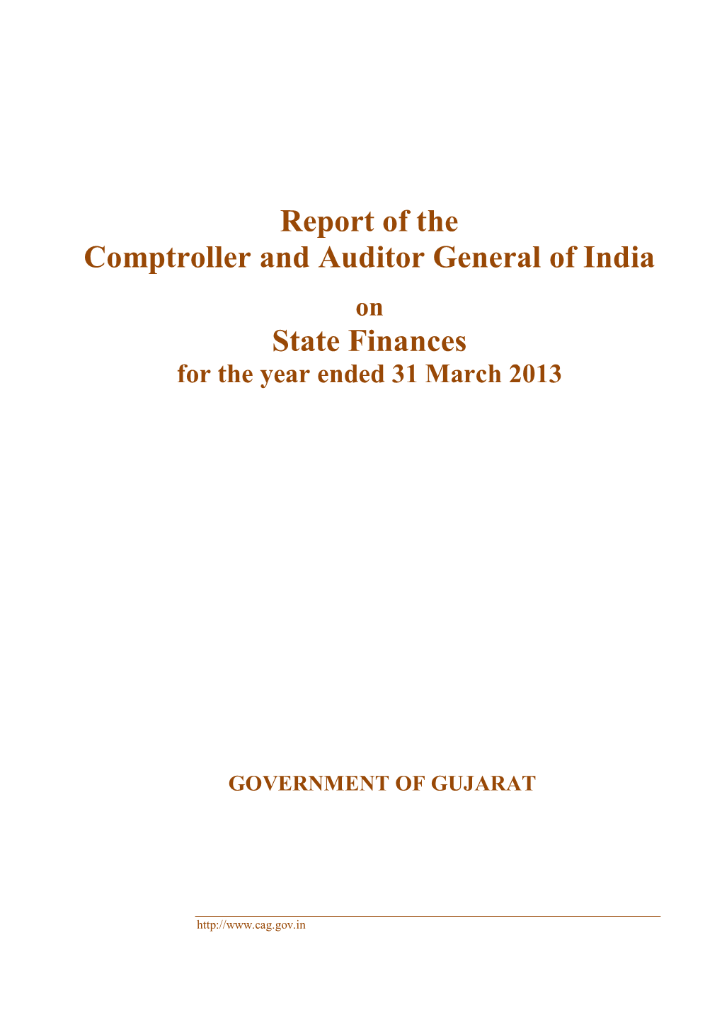 Report of the Comptroller and Auditor General of India State Finances