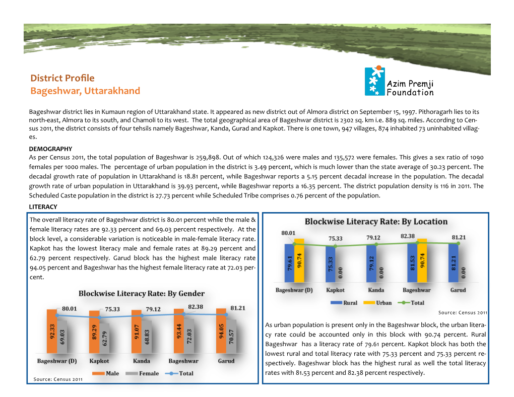 District Profile Bageshwar, Uttarakhand