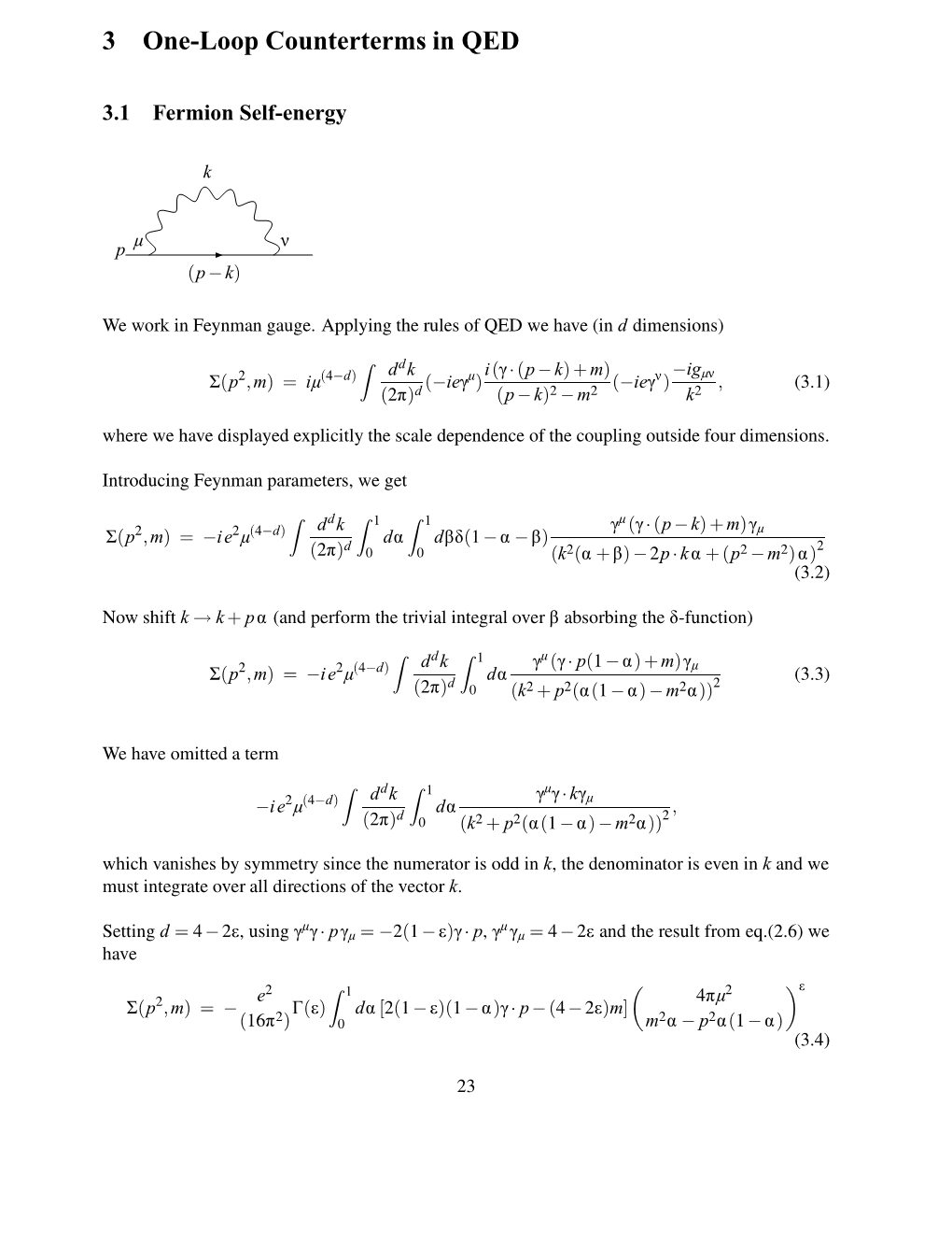 3 One-Loop Counterterms in QED