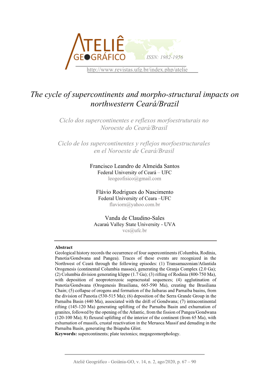 The Cycle of Supercontinents and Morpho-Structural Impacts on Northwestern Ceará/Brazil