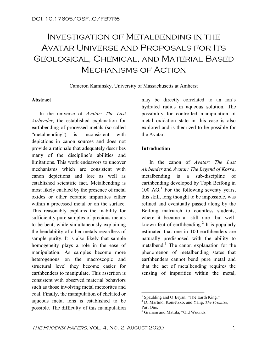 Investigation of Metalbending in the Avatar Universe and Proposals for Its Geological, Chemical, and Material Based Mechanisms of Action