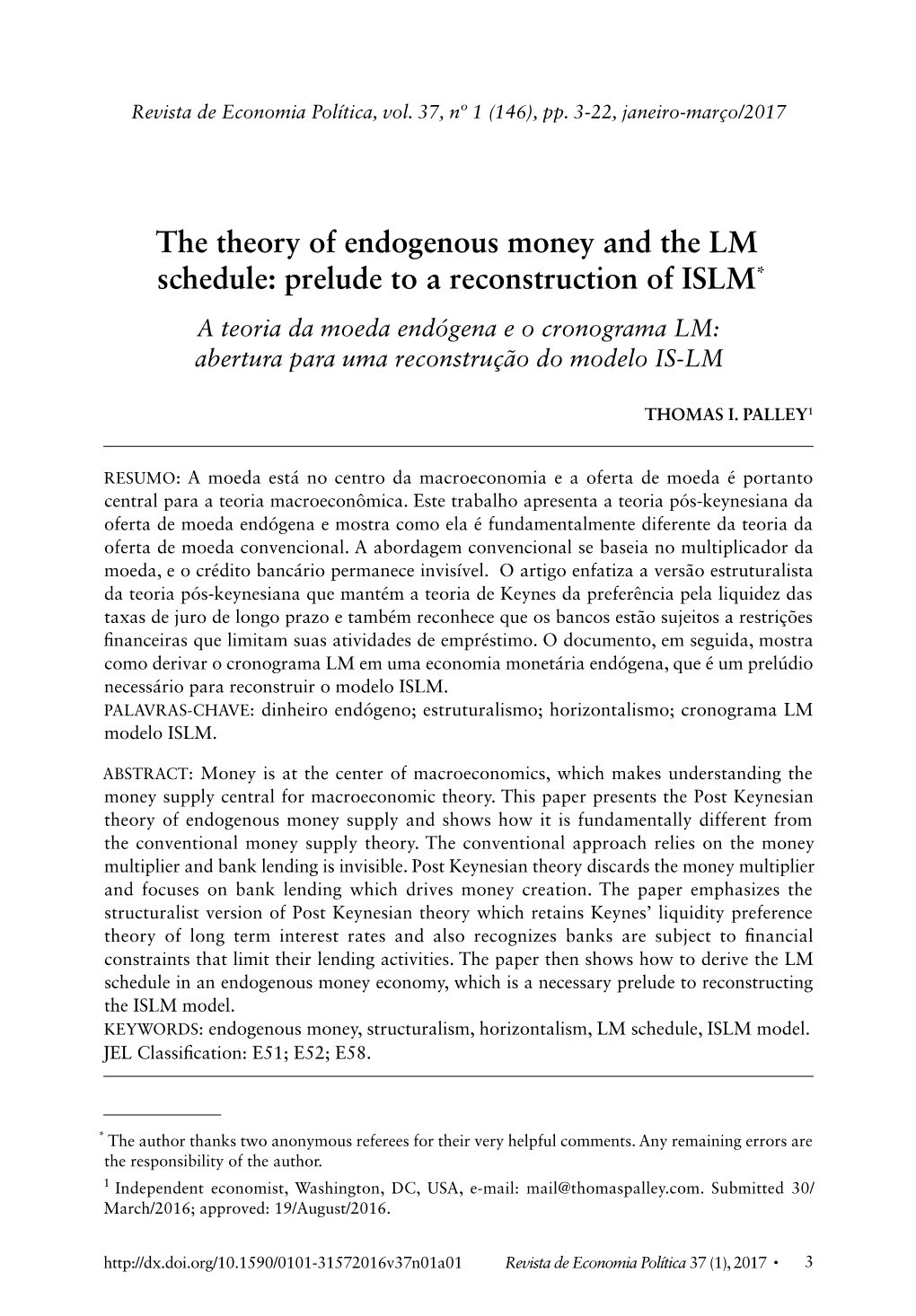 The Theory of Endogenous Money and the LM Schedule