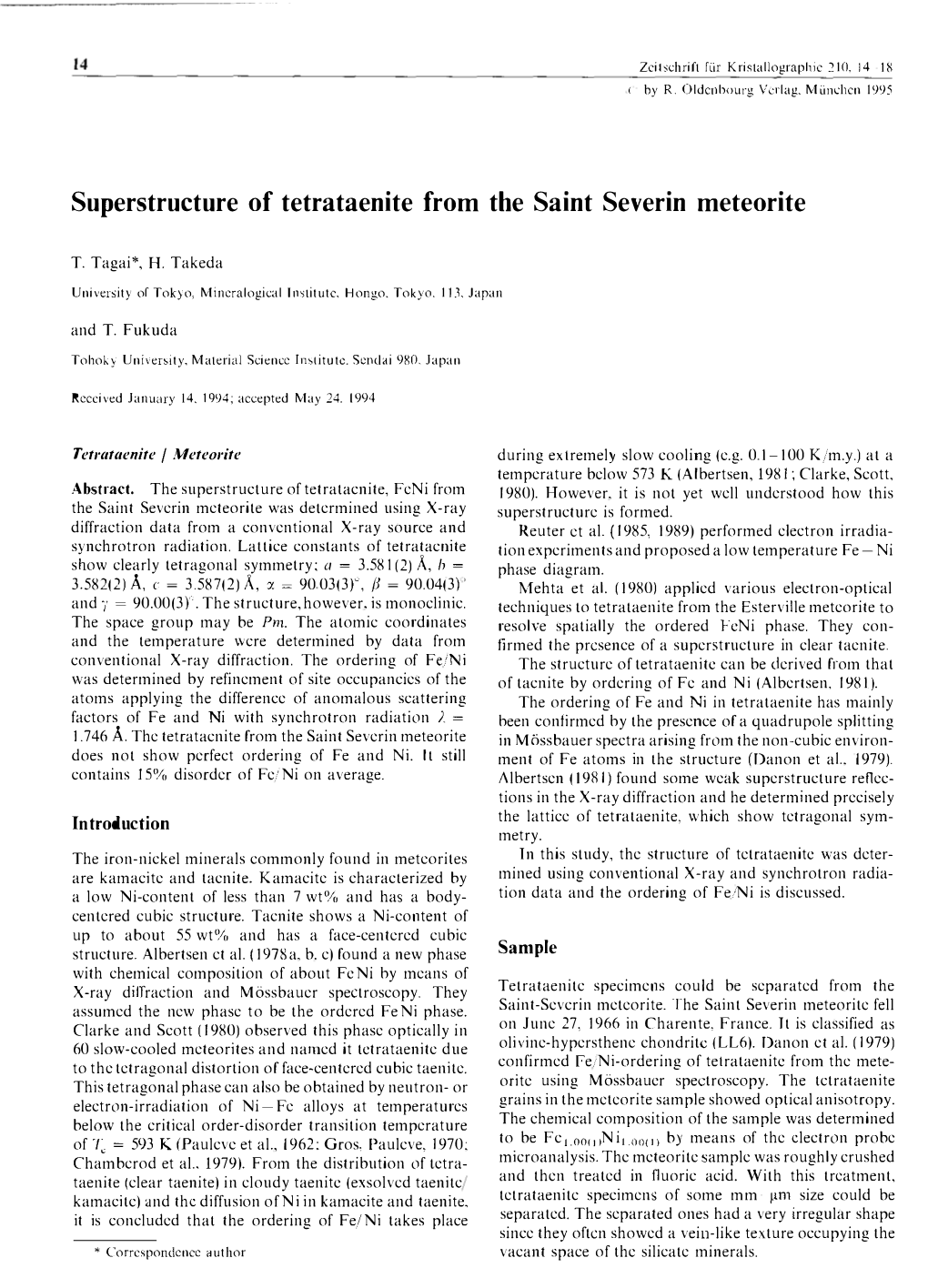 Superstructure of Tetrataenite from the Saint Severin Meteorite