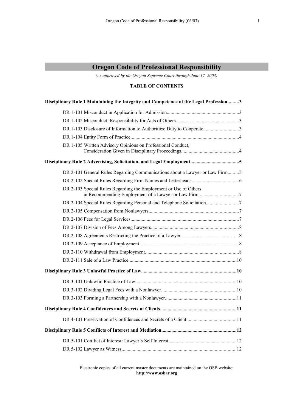 Oregon State Bar Board of Governors Policies