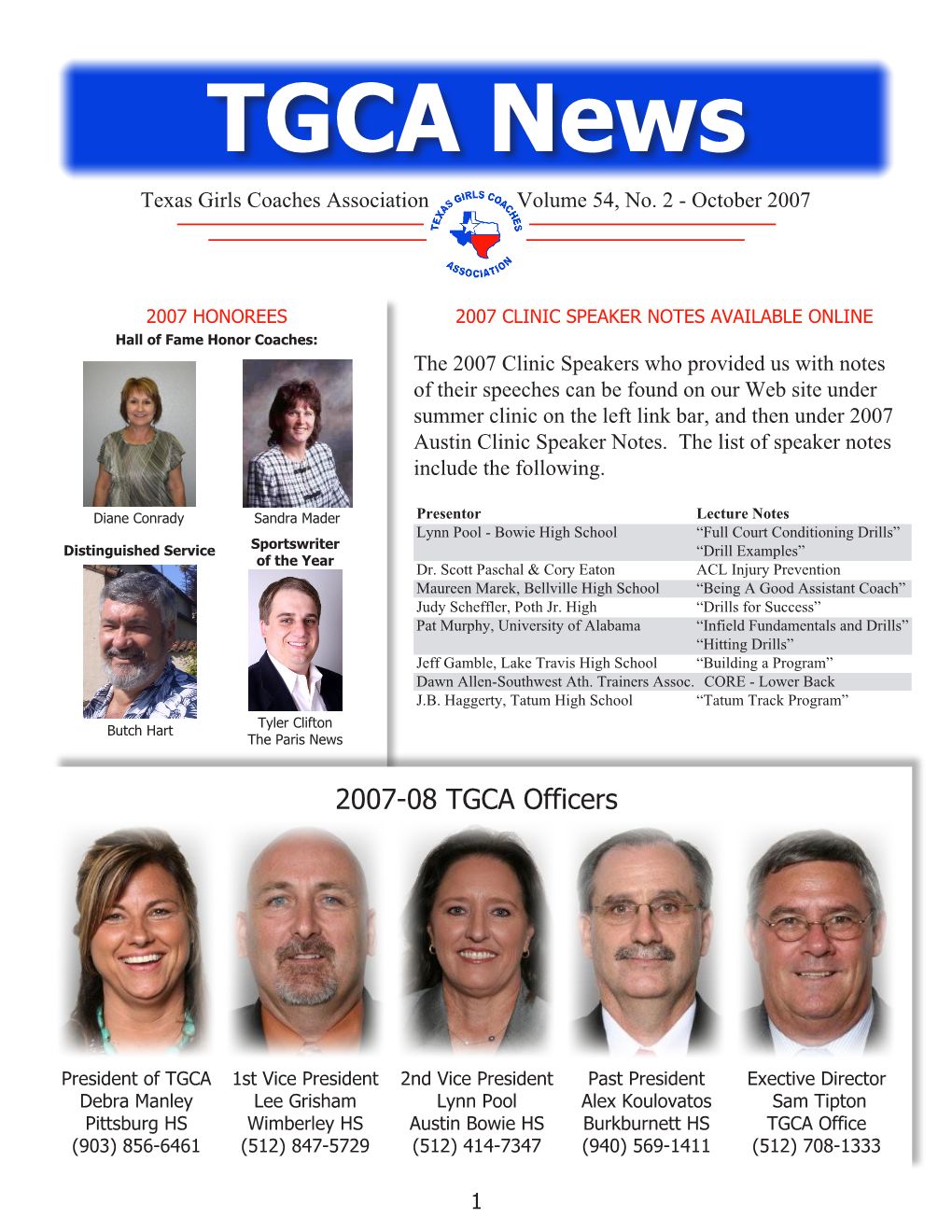 TGCA News Texas Girls Coaches Association Volume 54, No