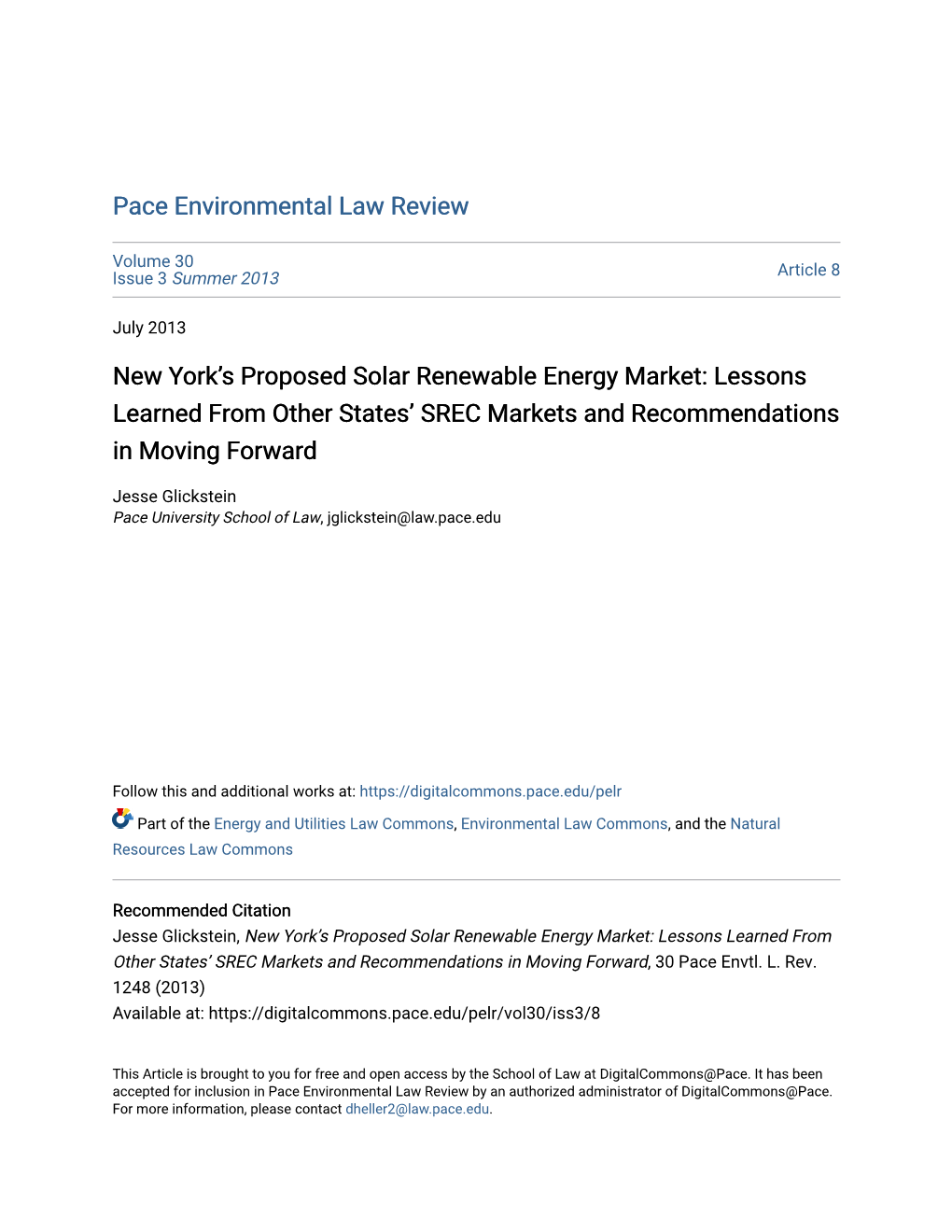 New York's Proposed Solar Renewable Energy Market