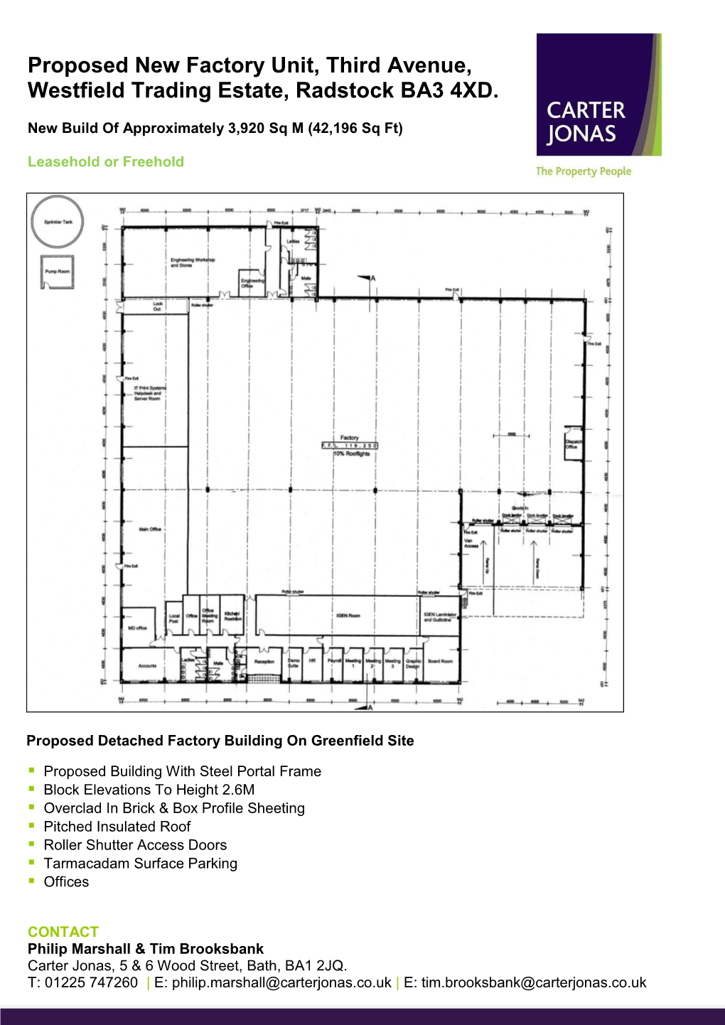 Proposed New Factory Unit, Third Avenue, Westfield Trading Estate, Radstock BA3 4XD