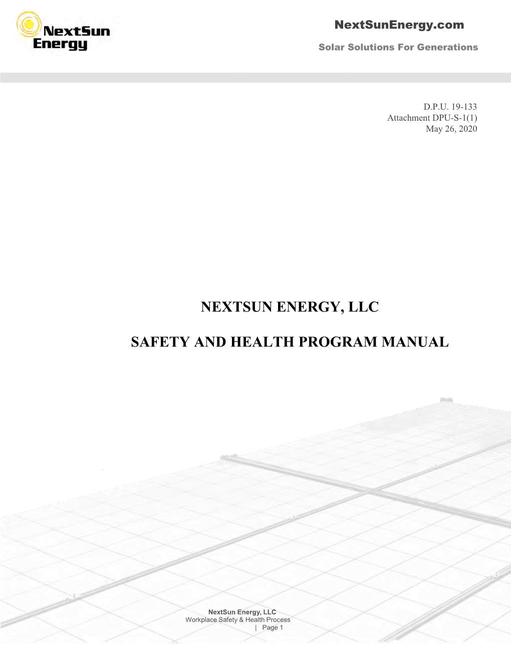 Nextsun Energy, Llc Safety and Health Program Manual