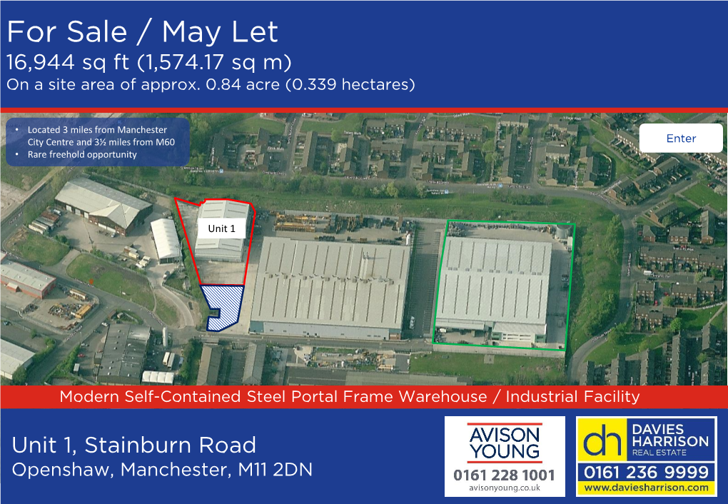 For Sale / May Let 16,944 Sq Ft (1,574.17 Sq M) on a Site Area of Approx