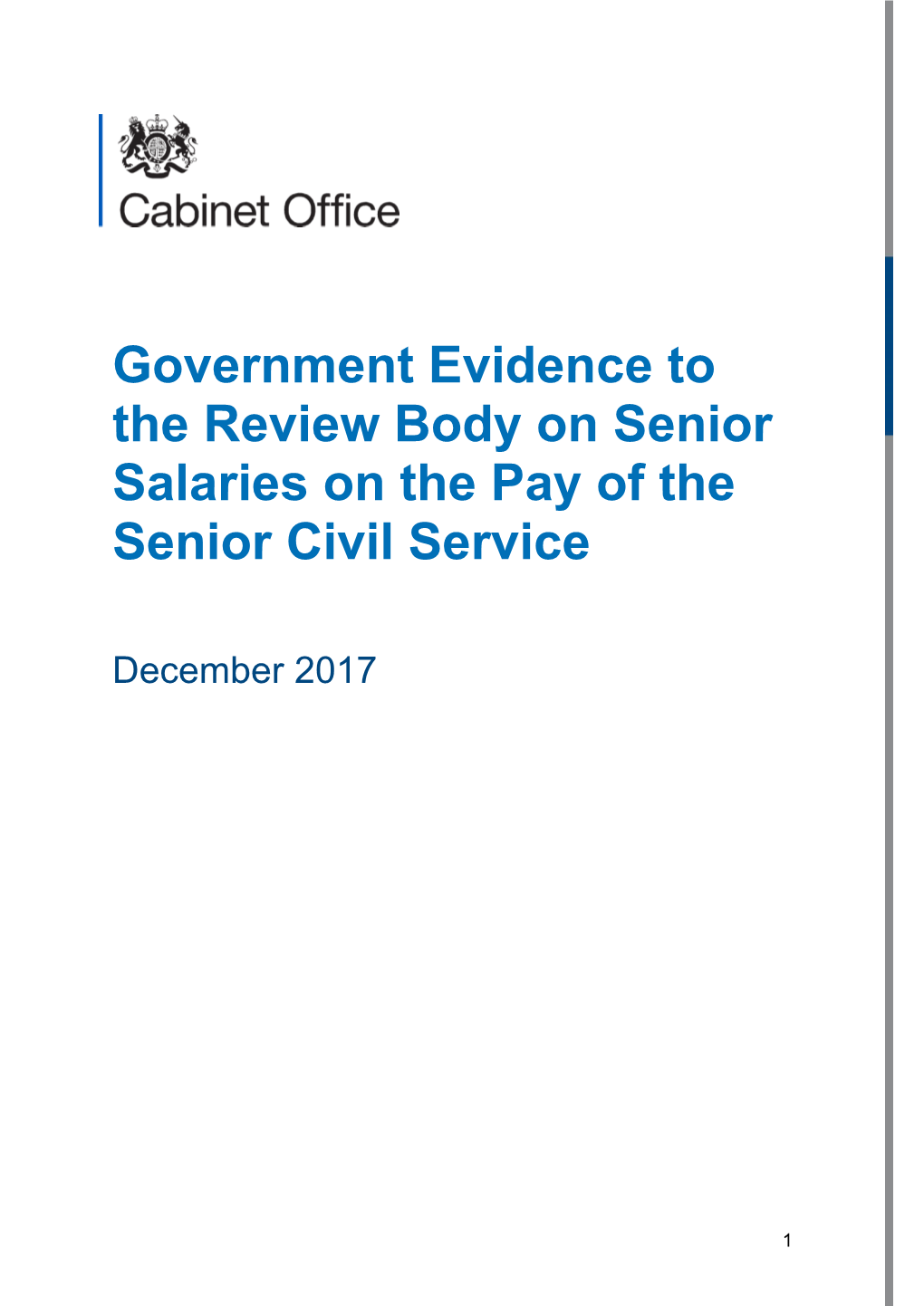 Government Evidence to the Review Body on Senior Salaries on the Pay of the Senior Civil Service