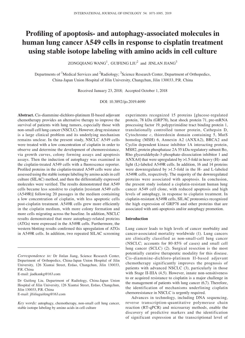 Profiling of Apoptosis- and Autophagy-Associated Molecules In