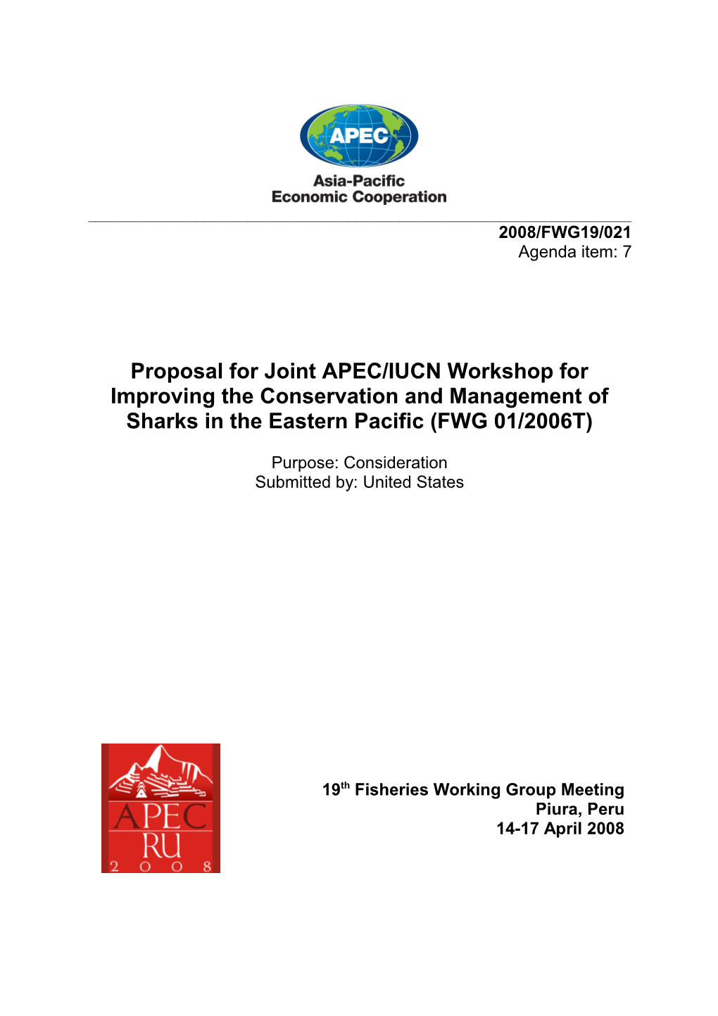 Proposal for Joint APEC/IUCN Workshop for Improving the Conservation and Management Of