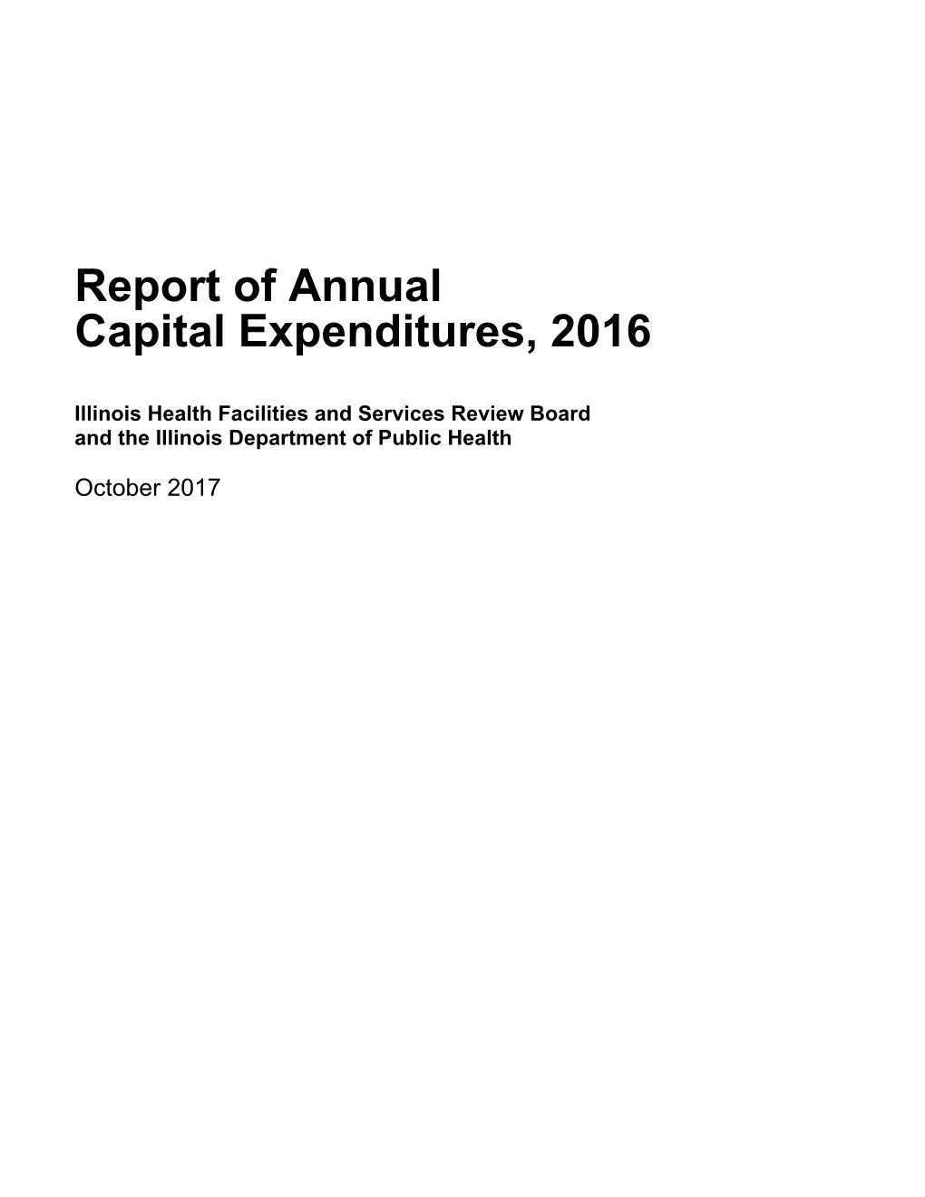 Capital Expenditure Report