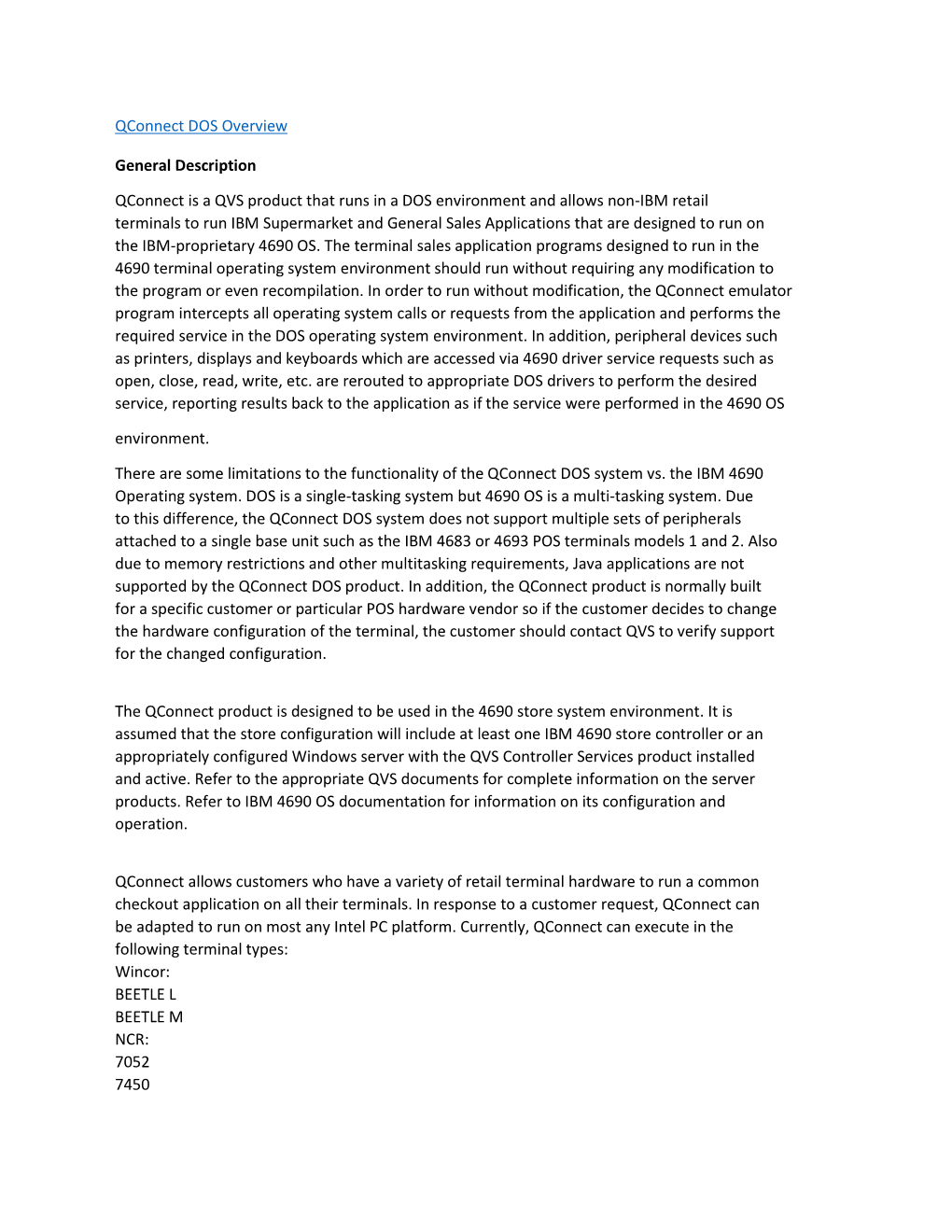 Qconnect DOS Overview General Description Qconnect Is a QVS