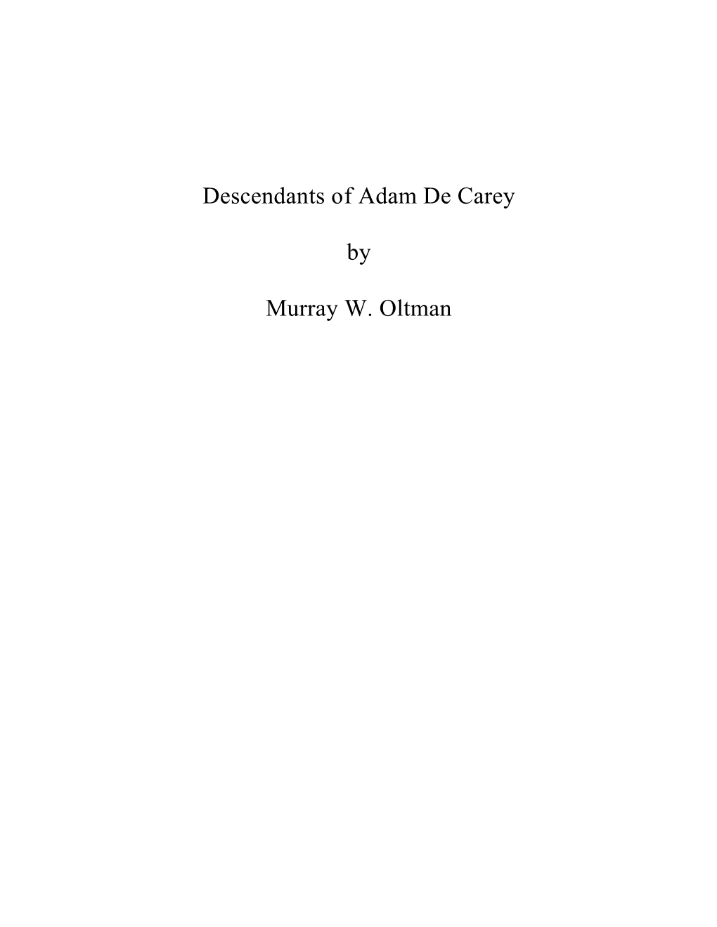 Descendants of Adam De Carey