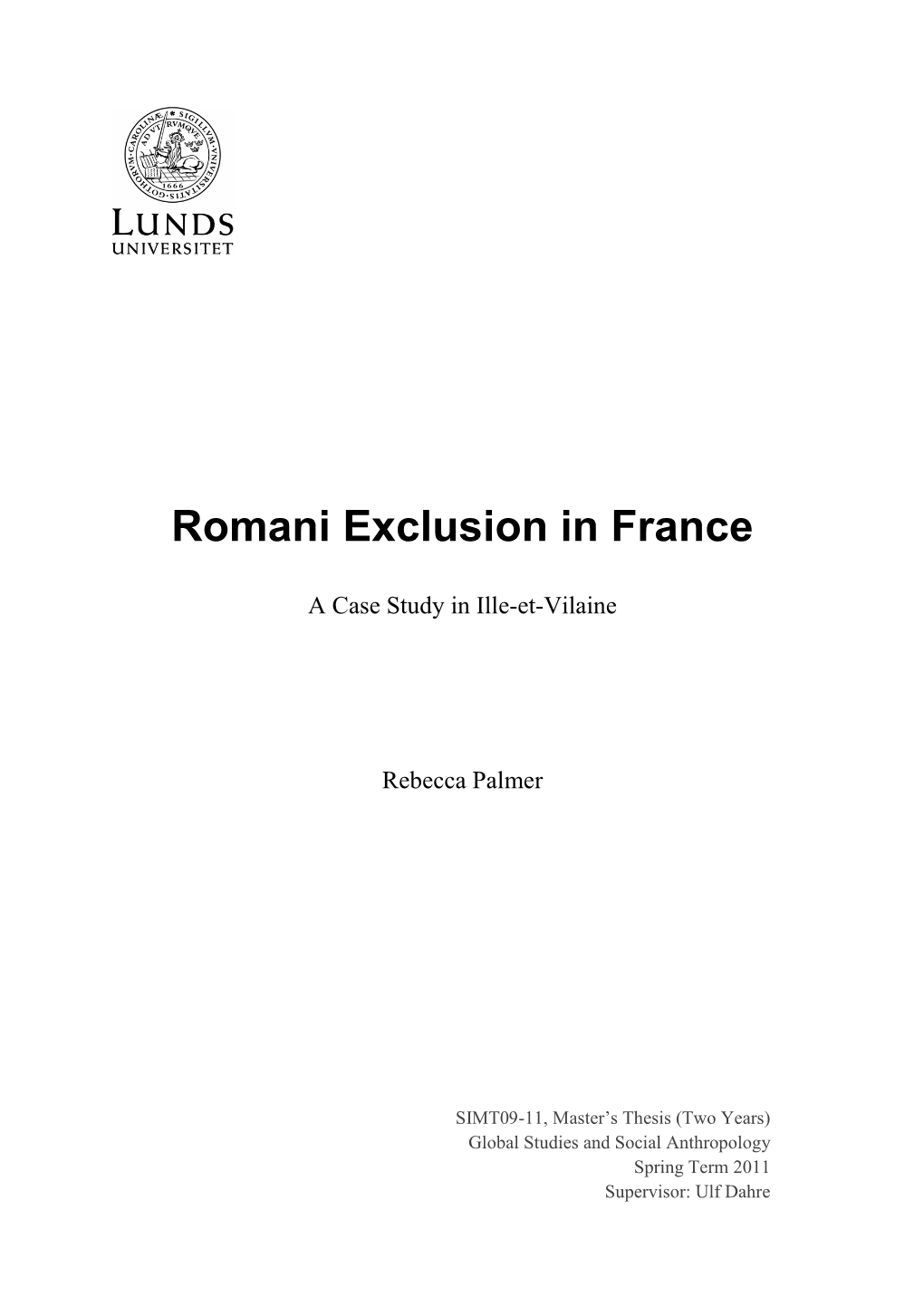 Romani Exclusion in France