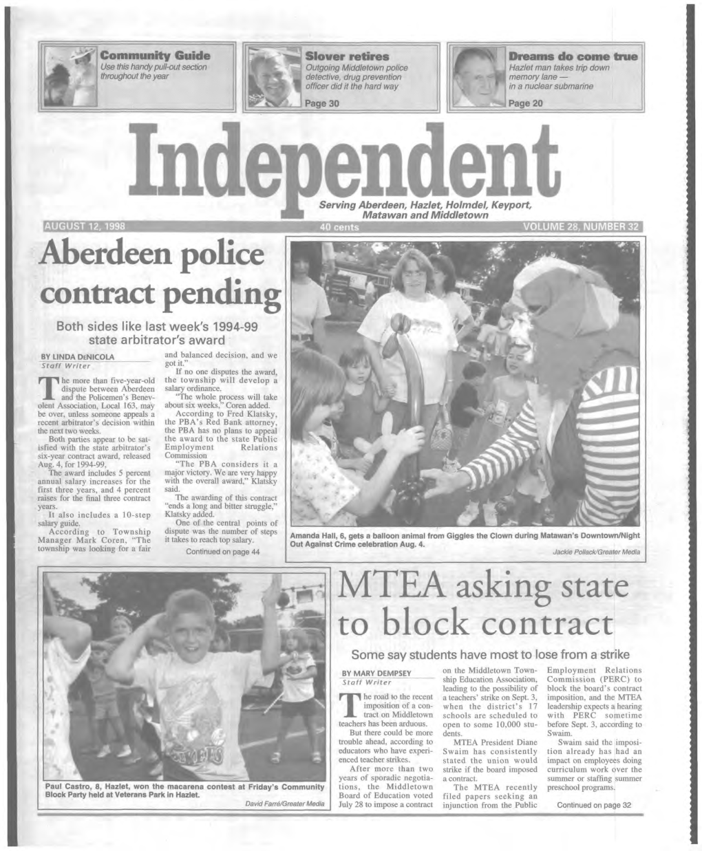 M TEA Asking State to Block Contract Aberdeen Police Contract Pending