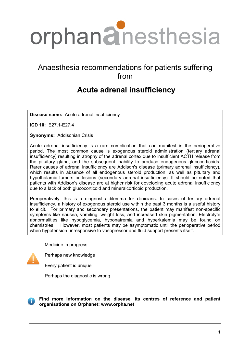 Acute Adrenal Insufficiency