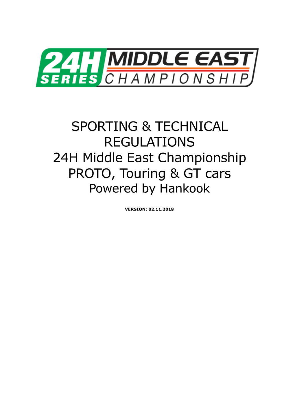 Sporting & Technical Regulations 24H