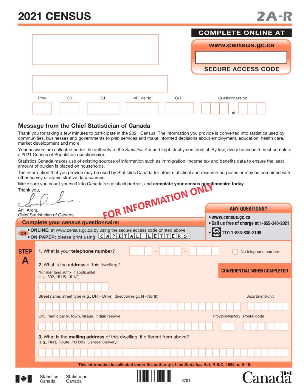 2021 Census for Information Only