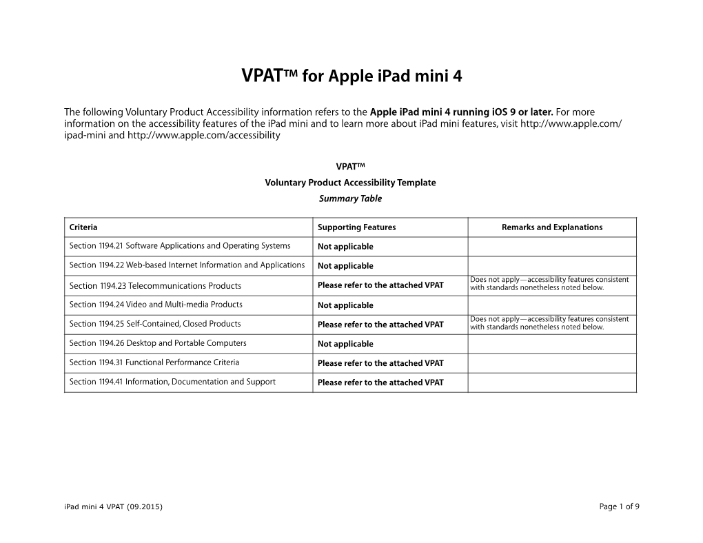 VPAT™ for Apple Ipad Mini 4