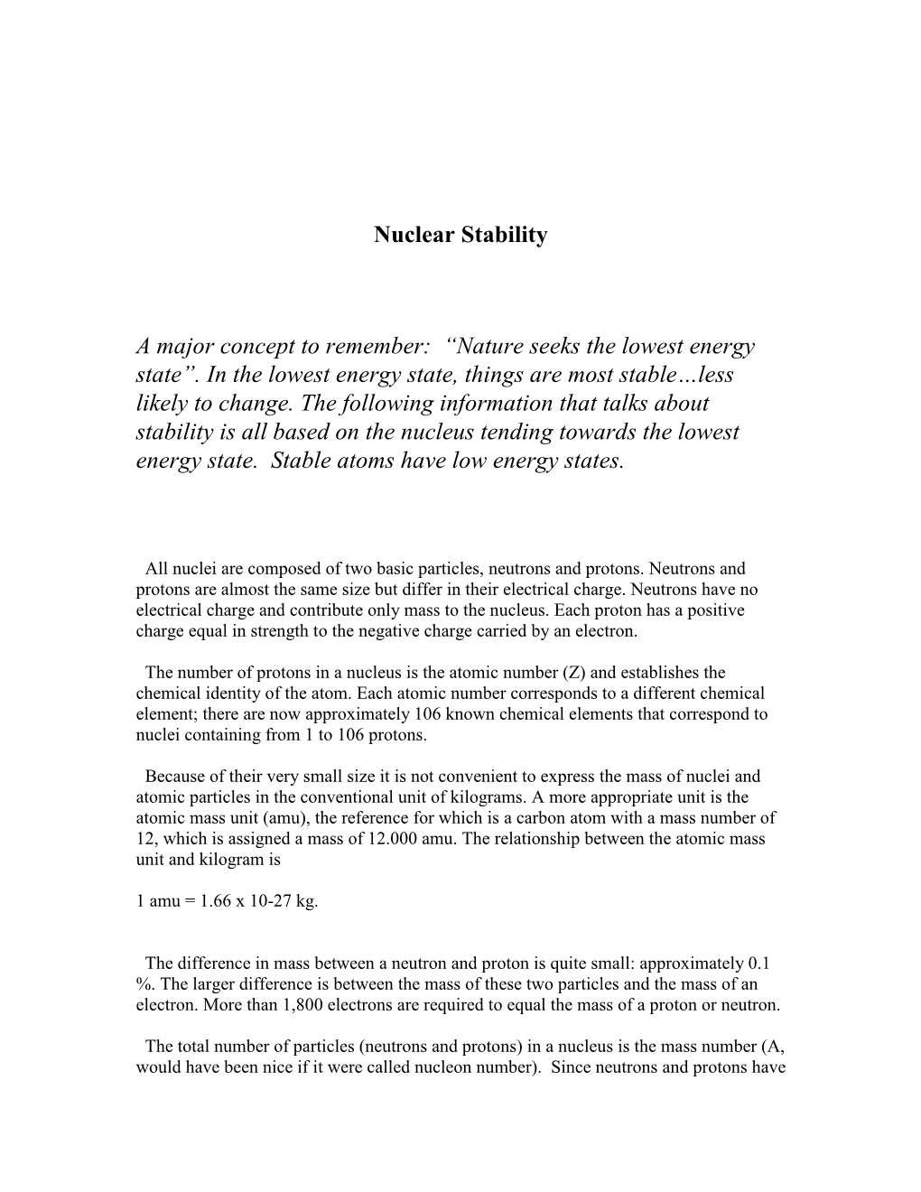Nuclear Stability