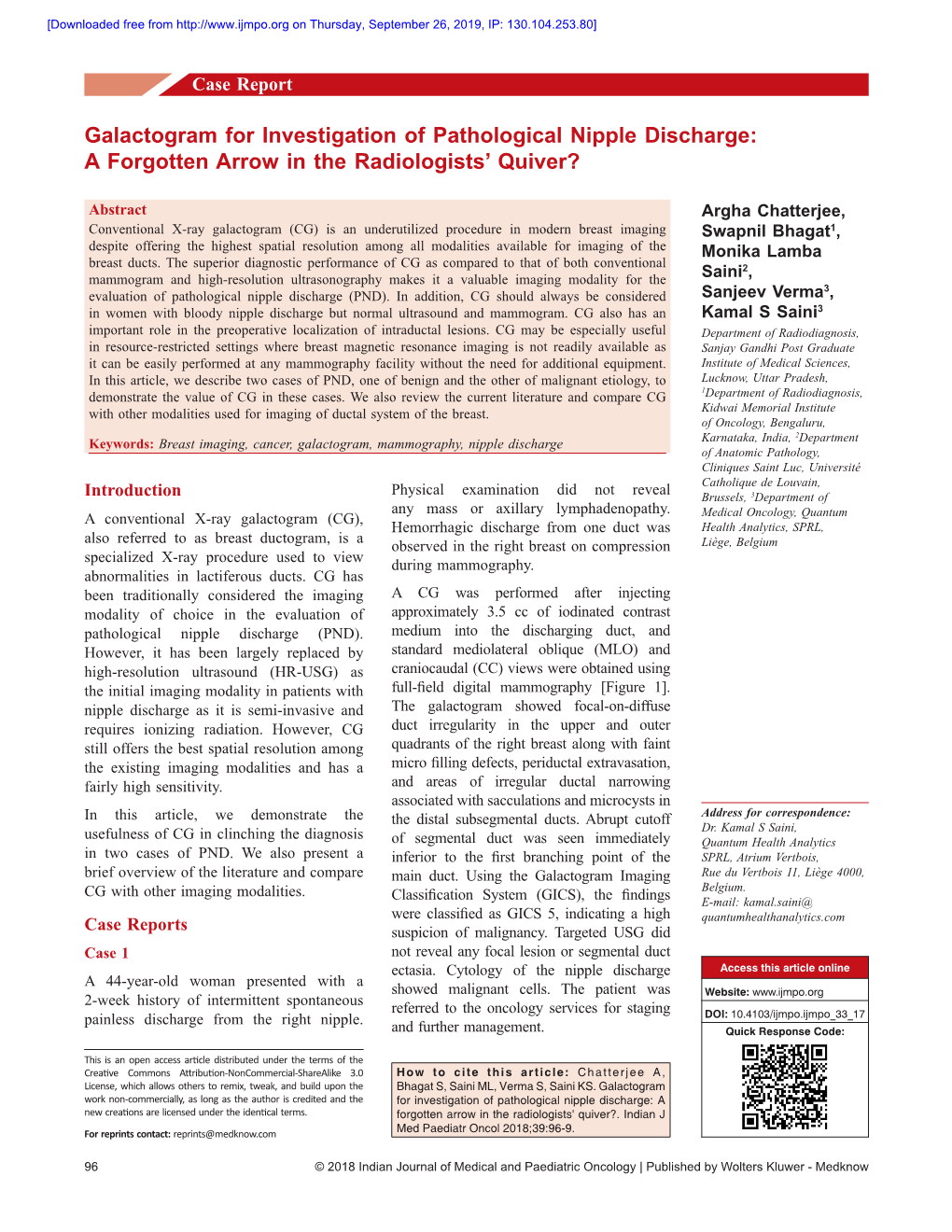 Galactogram for Investigation of Pathological Nipple Discharge: a Forgotten Arrow in the Radiologists’ Quiver?