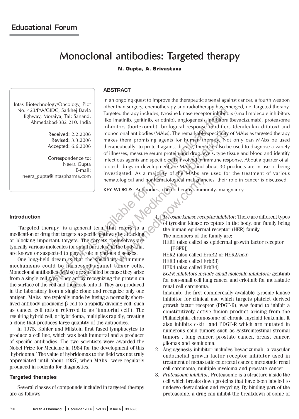 Monoclonal Antibodies: Targeted Therapytherapy N