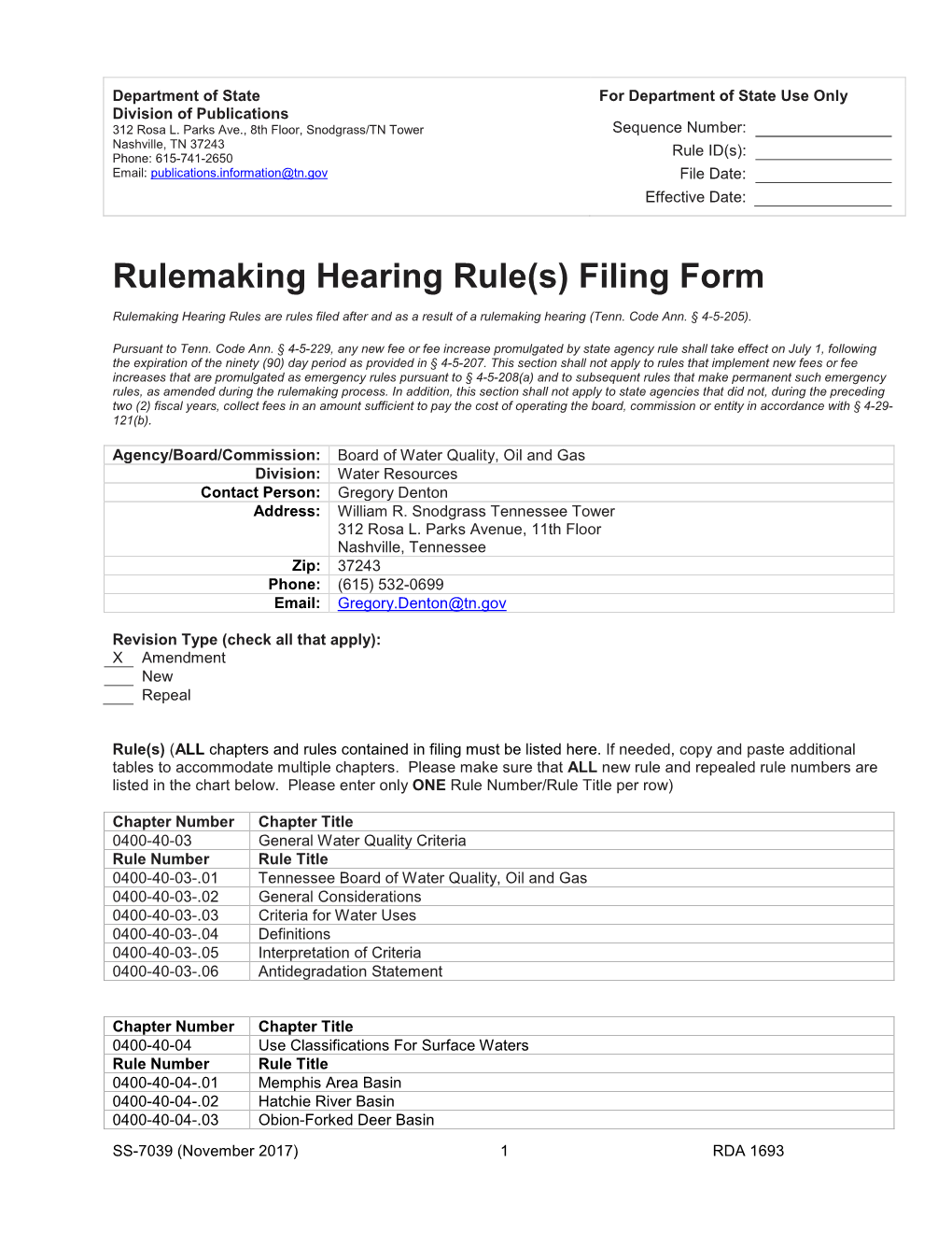 Chapter 0400-40-03 and 0400-40-04 2018 Amendments