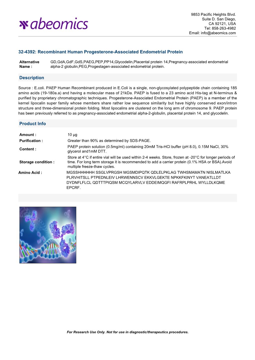 Recombinant Human Progesterone-Associated Endometrial Protein