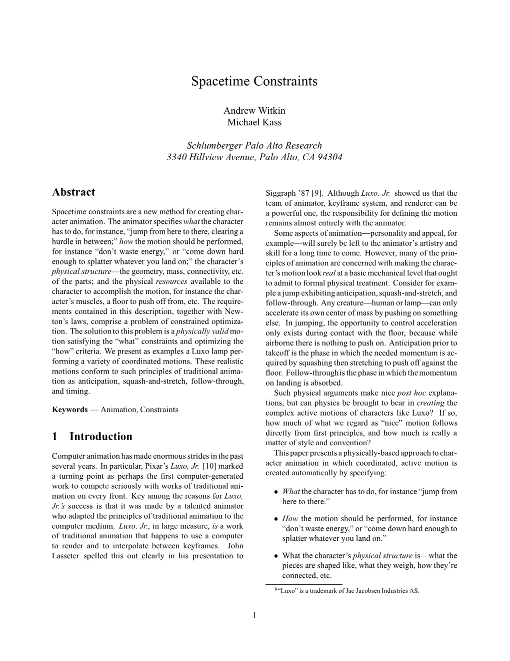 Spacetime Constraints