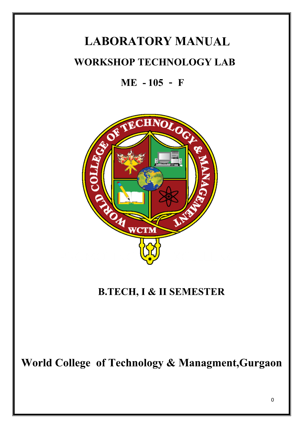 Laboratory Manual Workshop Technology Lab Me - 105 - F