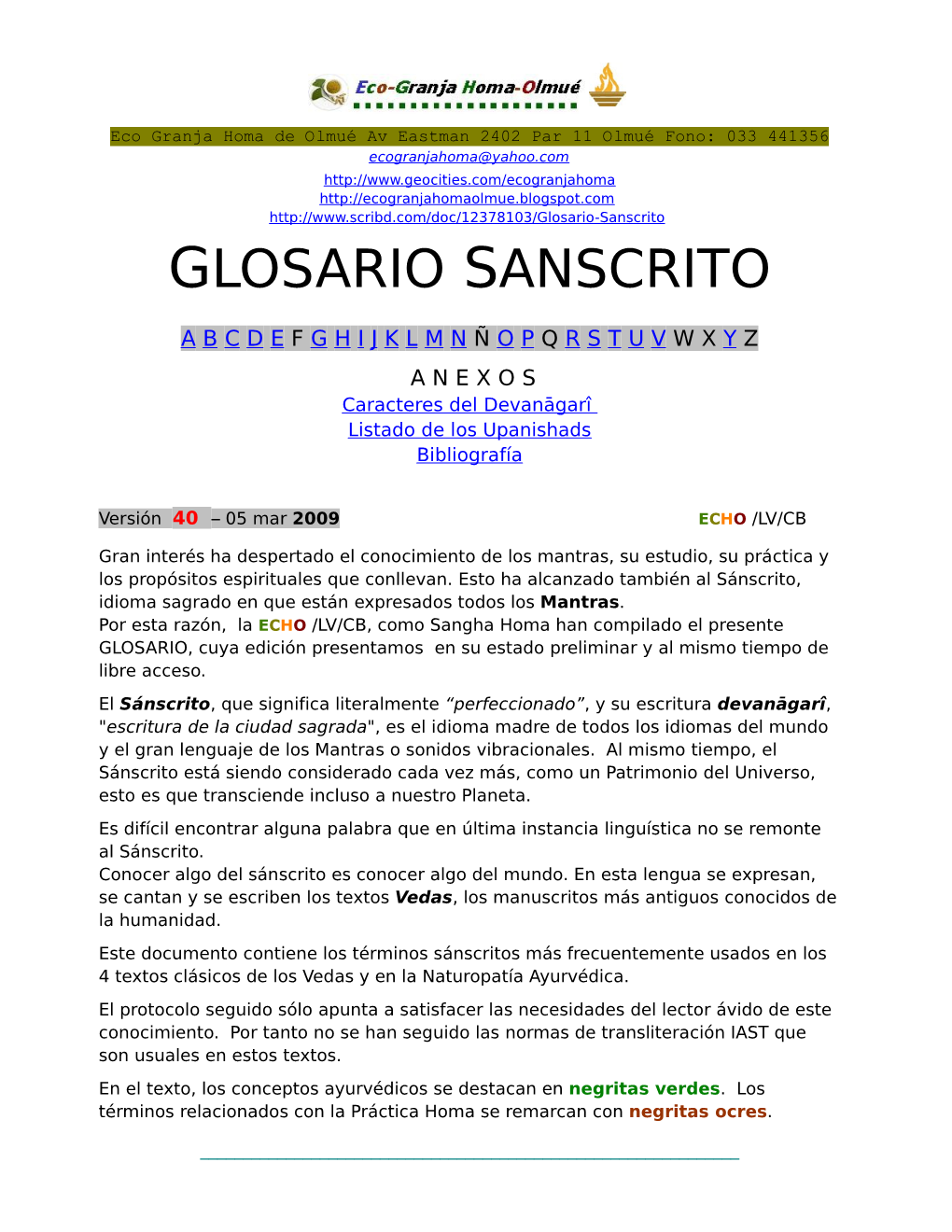 Glosario Sánscrito