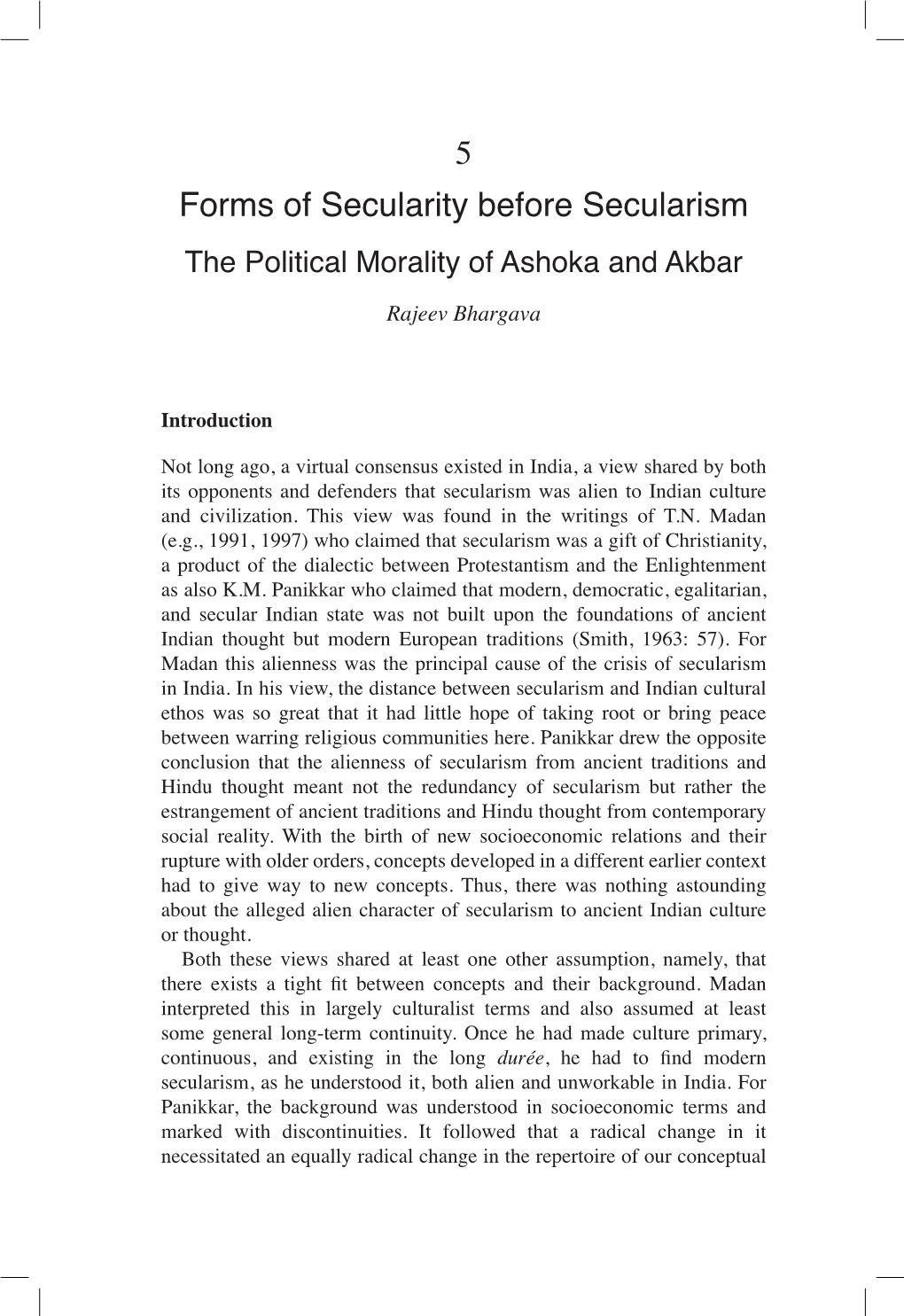 5 Forms of Secularity Before Secularism the Political Morality of Ashoka and Akbar Rajeev Bhargava