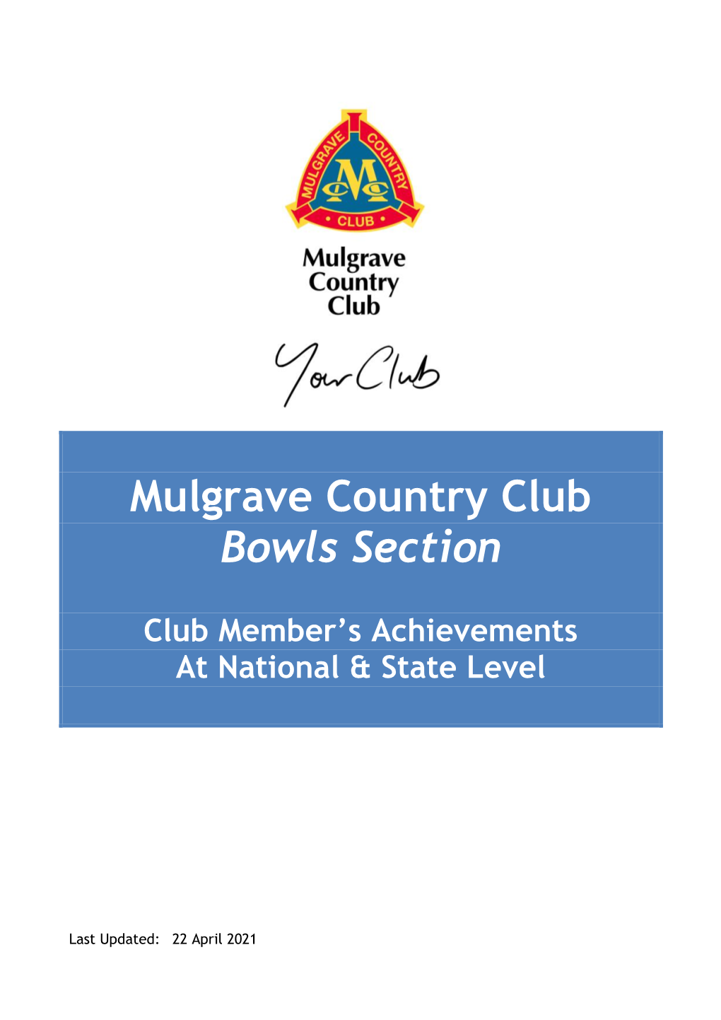 Mulgrave Country Club Bowls Section