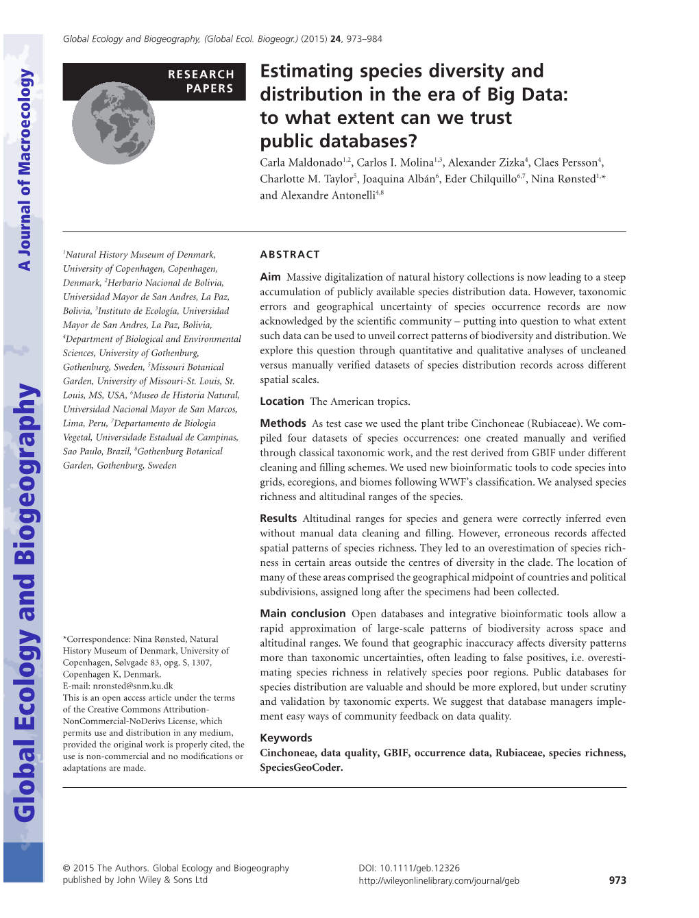 Estimating Species Diversity and Distribution in The