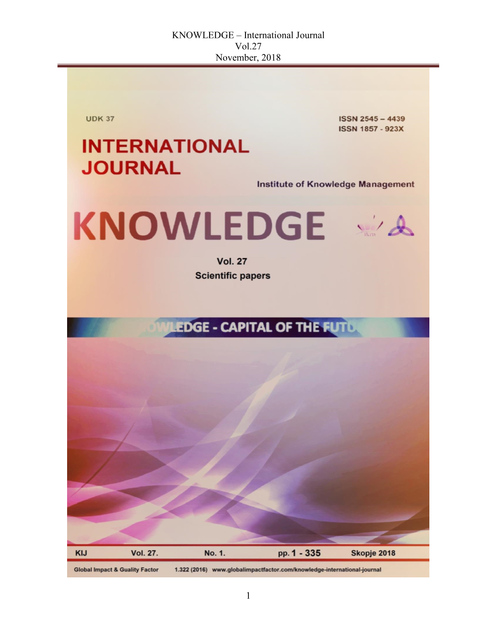 KNOWLEDGE – International Journal Vol.27 November, 2018