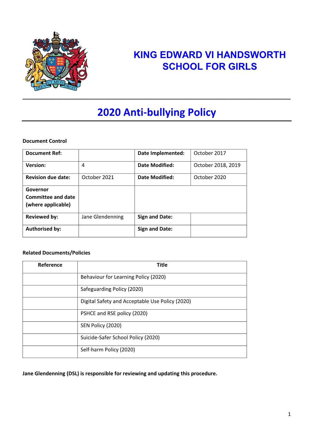 Anti-Bullying Policy 2020