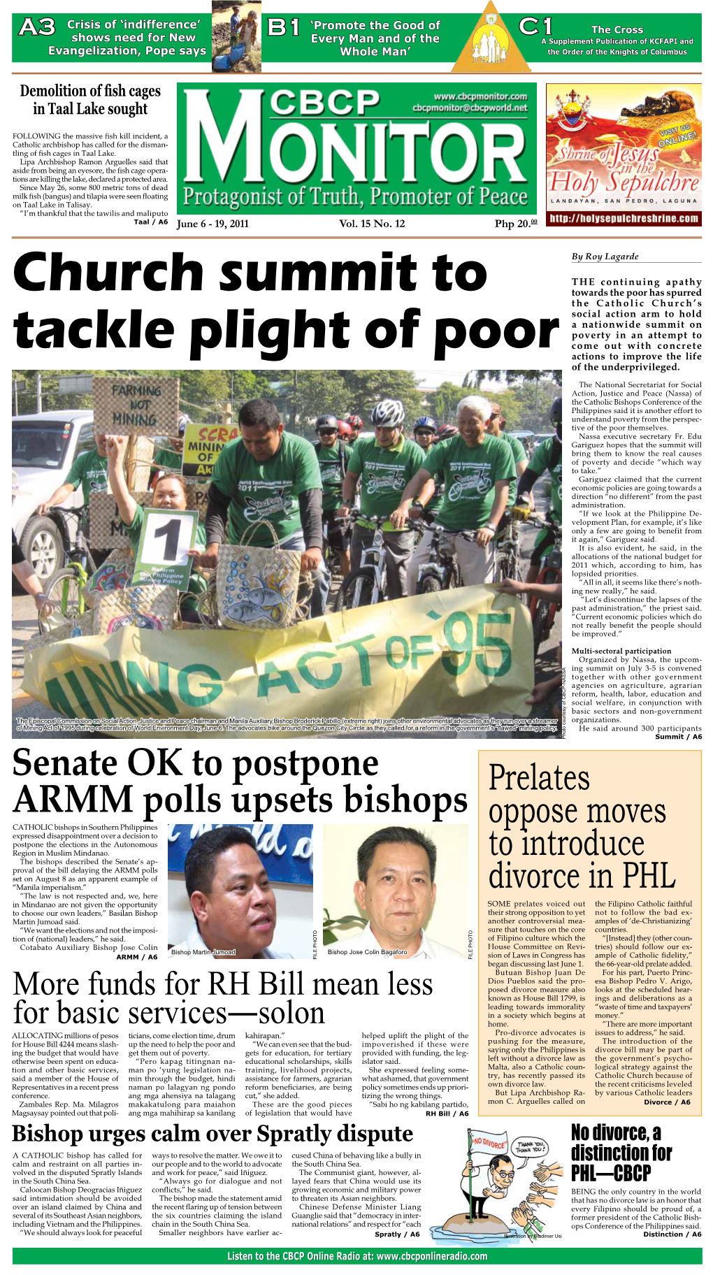 Senate OK to Postpone ARMM Polls Upsets Bishops