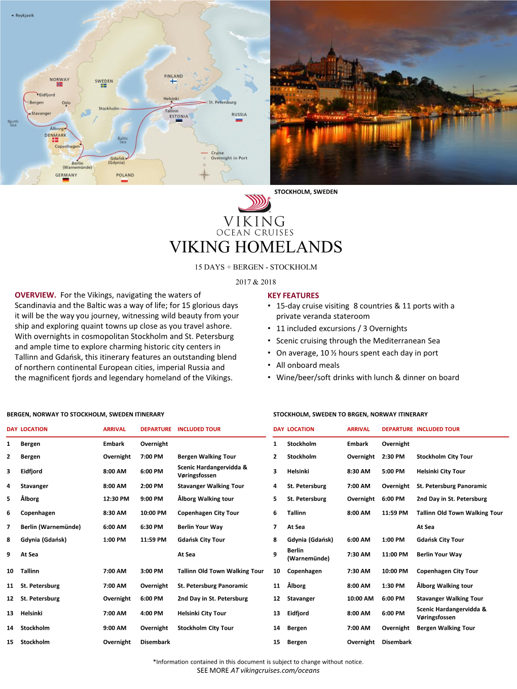 Viking Homelands 15 Days + Bergen - Stockholm 2017 & 2018 Overview