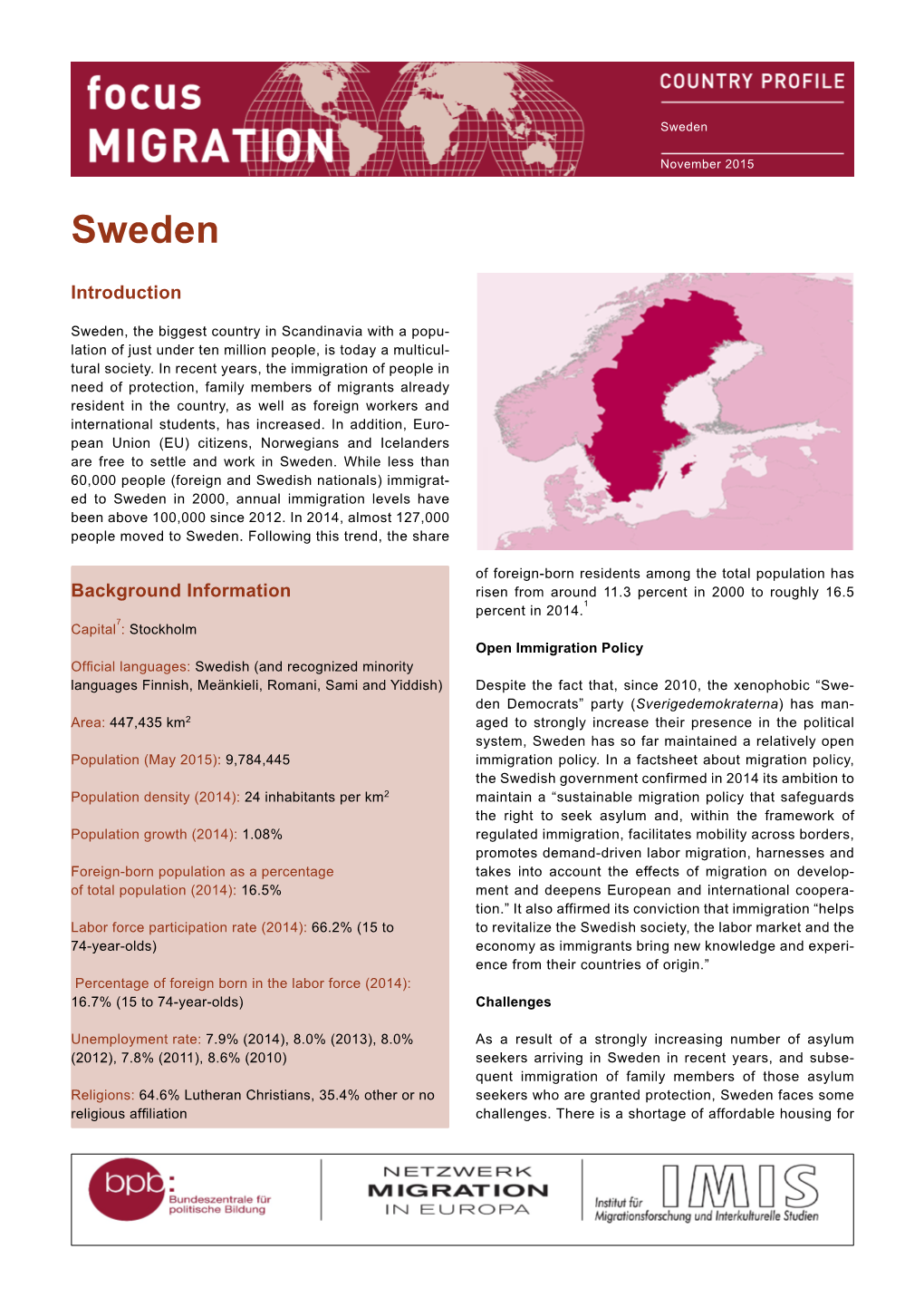 Country Profile Sweden 2015
