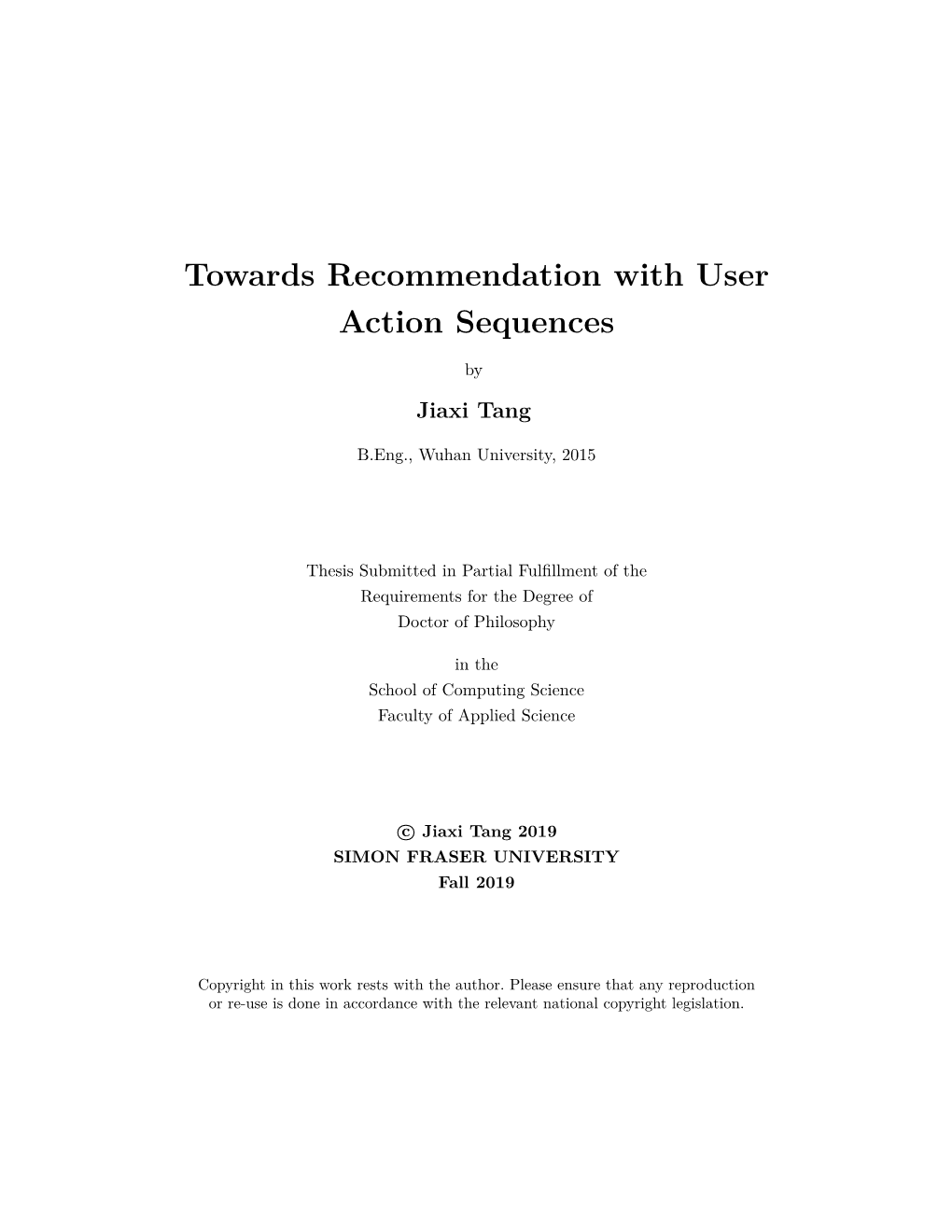 Towards Recommendation with User Action Sequences
