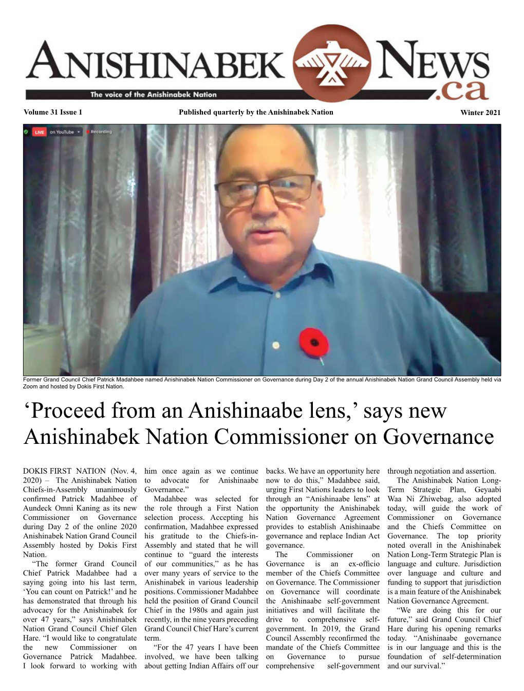 'Proceed from an Anishinaabe Lens,' Says New Anishinabek Nation